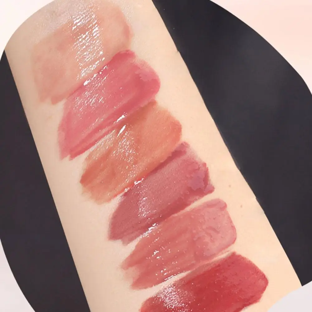 Długotrwały błyszczący błyszczyk do ust, przyjazny dla studentów, rozjaśniający koloryt skóry nude szminka 6 kolorów mały lustrzany błyszczyk do ust w kształcie kostki lodu