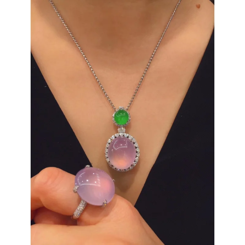 Emerald Ice-like Violet Egg Noodles Rings Pendants Women's Suit Natural a