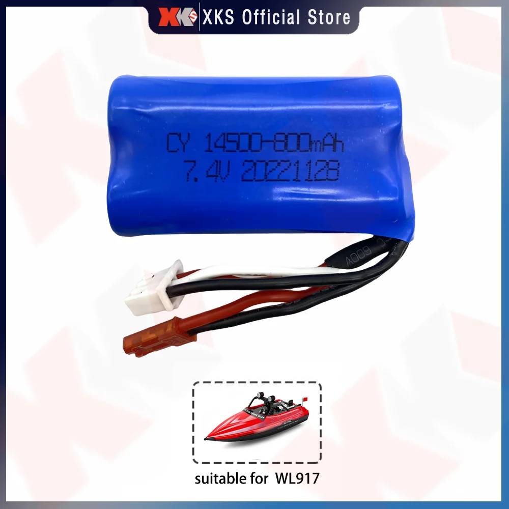 Wltoys WL917 zdalnie sterowana łódka RC oryginalne akcesoria 14500 7.4V 2S 800mah bateria Lipo wtyczka Jst dla Wltoys WL917 łódka akumulator