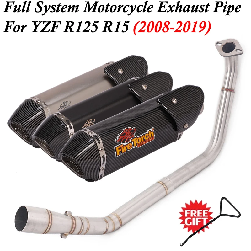 Full Systems For Yamaha YZF R125 R15 V3 R15 MT125 2008 - 2019 Motorcycle Exhaust Muffler Front Middle Link Pipe Escape Muffler