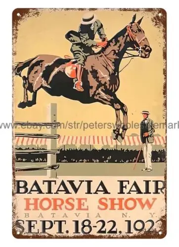 1923 Batavia Horse Show Fair equine decor metal tin sign unique wall decor sale sign