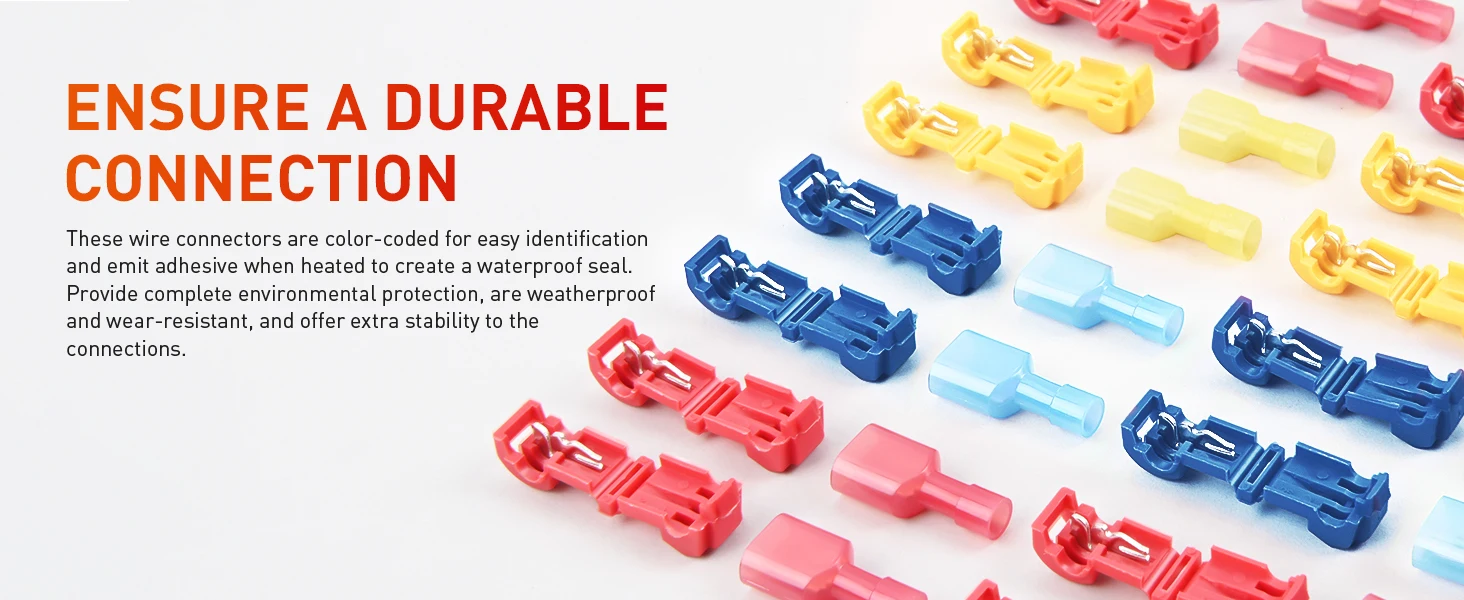 T-Tap-Kabelverbinder, 60/50/40 Stück, selbstabisolierend mit vollständig isoliertem Nylon, männlicher Schnellverbinder, T-Typ, elektrischer Kabelverbinder – Detail 6