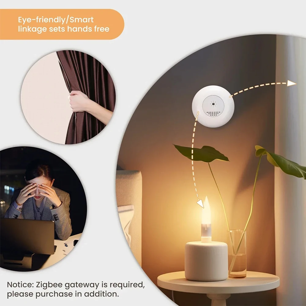 Zigbee Smart Light Sensor ความสว่างความสว่างการตรวจจับไร้สาย Tuya APP ควบคุมเครื่องตรวจจับอัตโนมัติแสงบ้านอัจฉริยะ