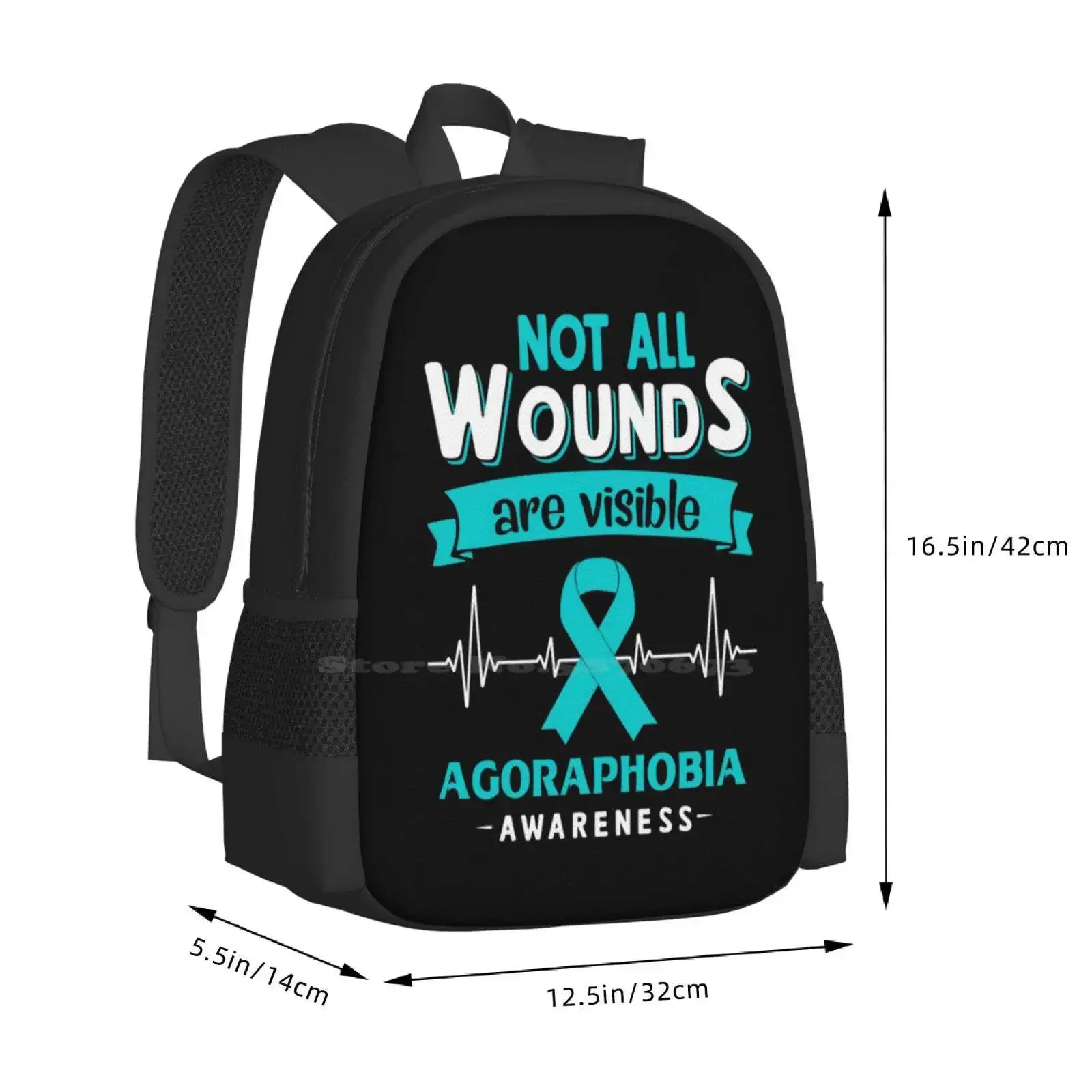 الوعي Agoraphobia ليس كل الجروح مرئية رائجة البيع حقيبة مدرسية على ظهره حقائب الموضة Agoraphobia الشريط Agoraphobia #3