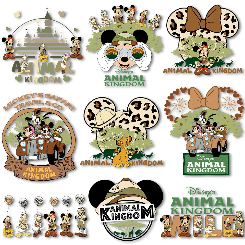 Family Vacation Mickey Animal Kingdom Wild Adventure Iron on Transfers Thermal prints Ironing stickers for Clothes