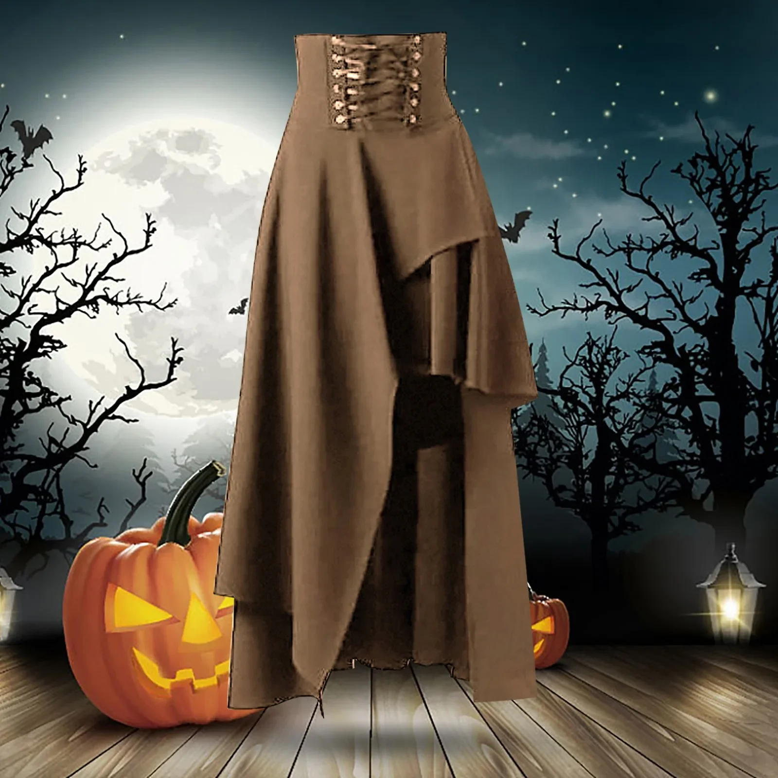 Cosplay Medieval Renaissance Gothic Steampunk Clothes Pirate Costumes Halloween Carnival Vintage Dress Up Hem Maxi Skirt