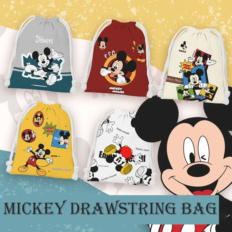 

Disney Mickey Mouse Drawstring Pouch Waterproof Fabric for Pool Essentials Dirty Clothes Travel Underwear Portable Storage Bag