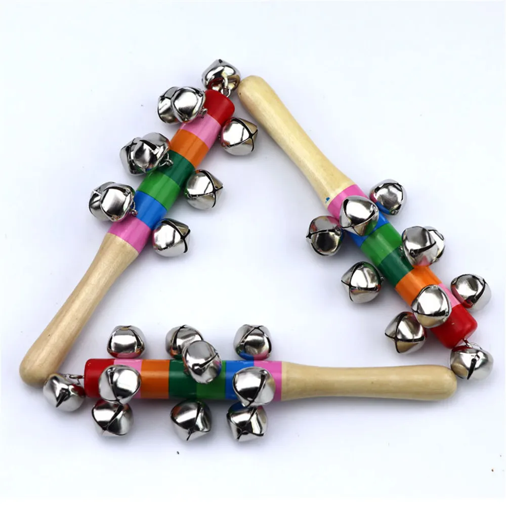 Handbell Baby Educational Puzzle Early Education palmare in legno giocattolo portatile arcobaleno Handbell giocattolo portatile arcobaleno colorato