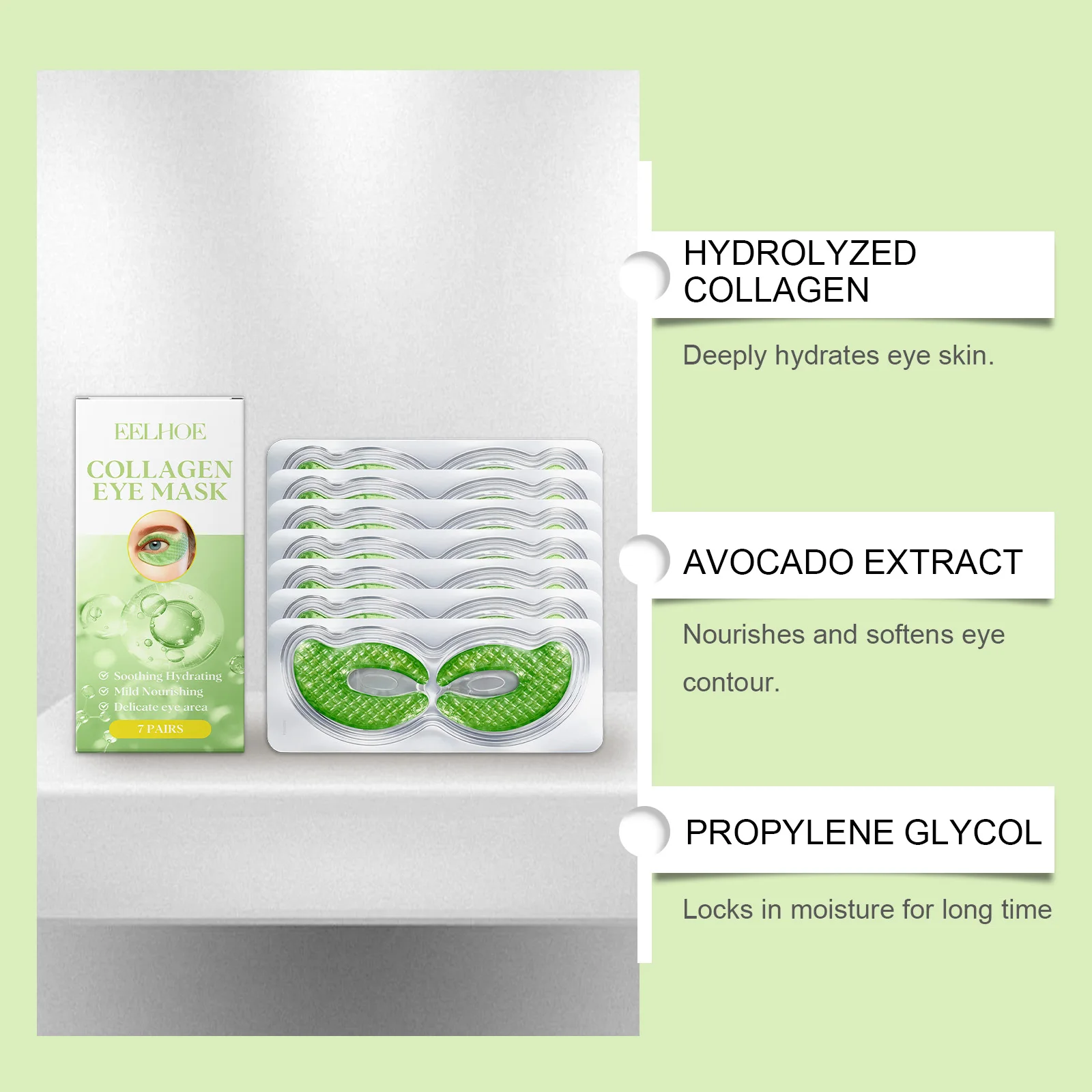 コラーゲンアイマスクパッチ保湿引き締めアンチダークサークル除去アイバッグ目ケアジェルマスクパッド目スキンケア