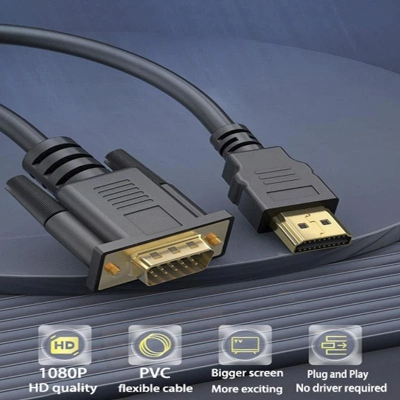Gold Plate HDMIs to VGA Cable for PC Monitors and Projectors Plugs and Play 83CF