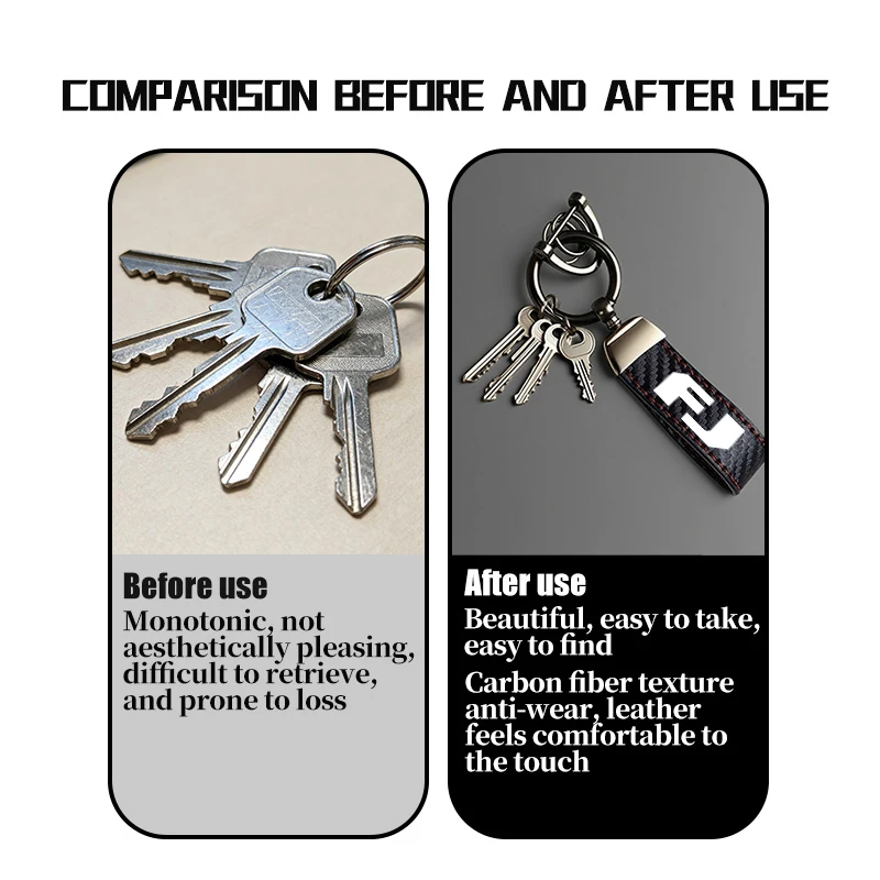 Car Carbon Fiber Style Keychain Microfiber Leather Key Chain For Toyota FJ Cruiser 2006 2007 2012 2014 2016 2017
