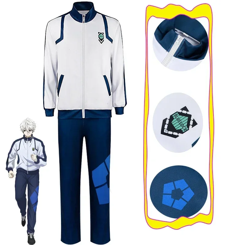 

Anime Blue Lock Isagi Yoichi Cosplay Costume Full-Zip Nagi Seishiro Cosplay Blue Lock Kaiser Sportswear Printing Tracksuit Wear