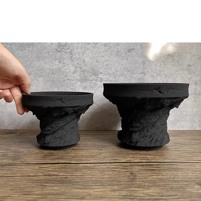 

Agave plant root pottery pot Large diameter rock texture Succulent water-retaining breathable flower pot