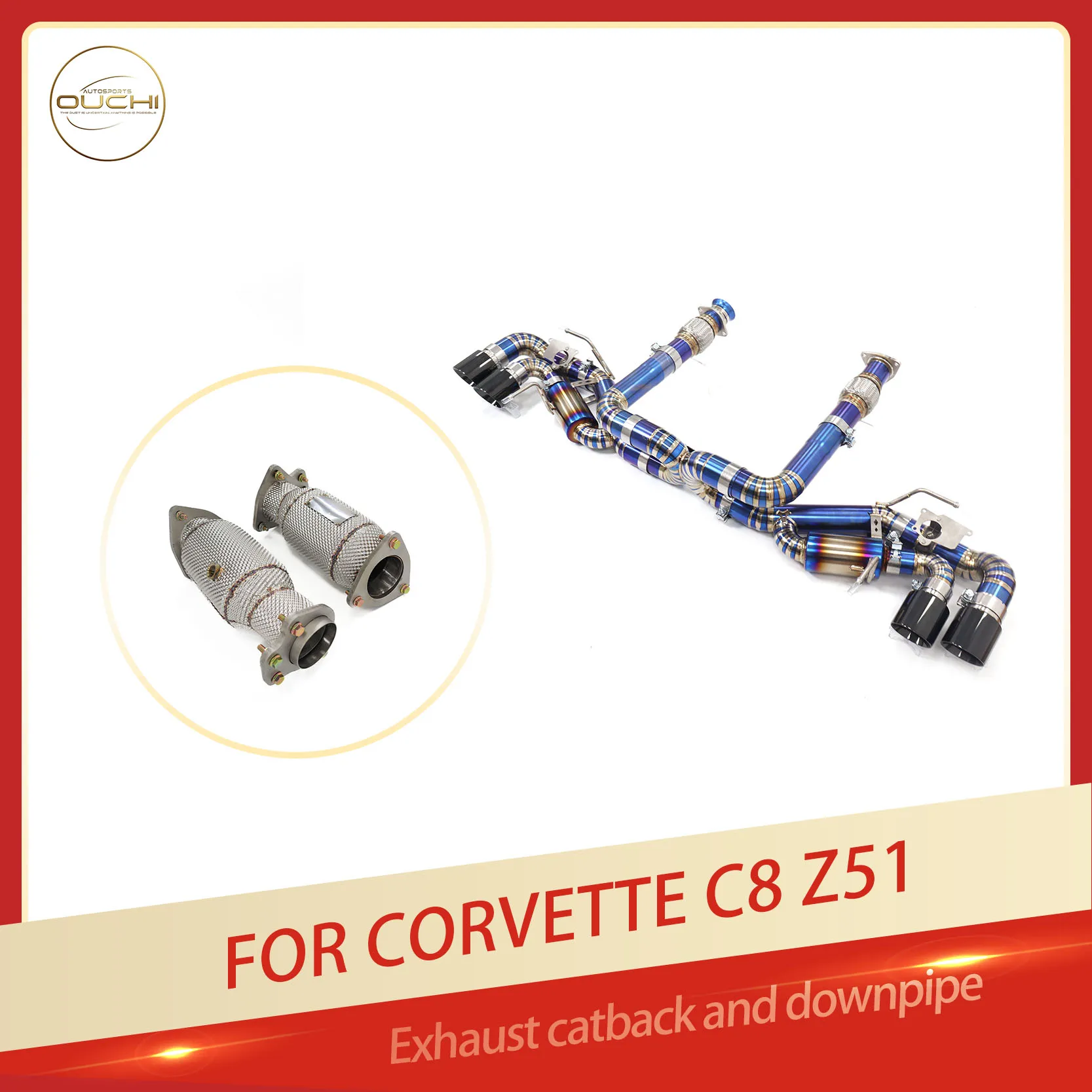 

OUCHI Factory Direct Sales SS304 Catalysis Downpipe TC4 Catback for Corvette C8 Z51 X-Pipe Design Tips OEM Valves Exhaust