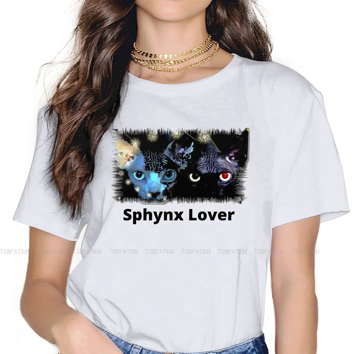 Lover Cats Style TShirt for Girl Sphynx Hairless Cat Cute Comfortable Hip Hop Graphic  T Shirt Hot Sale