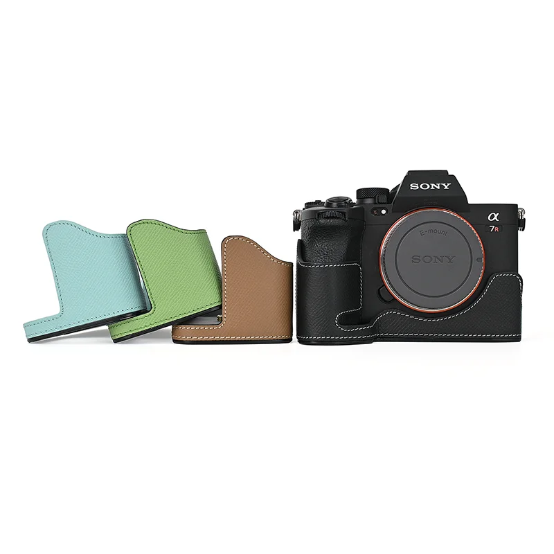 

Handmade Genuine Leather Half Camera Case with Alloy Base Plate for Sony A7R5 a7r5 Bottom Opening Version