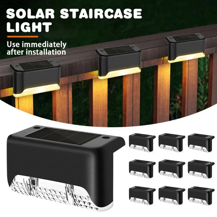 Outdoor Solar Powered LED Deck Light 2-8 Pcs Step Waterproof Solar Light Railing Staircase Wall Courtyard Step Decorative Lamp