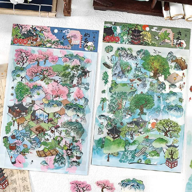 12 Teile/beutel 2,5 D Übergroßen Mountain View Thema aufkleber szene Aufkleber DIY Aufkleber Hoch Spielen Aufkleber Stapeln Einfügen Festiva