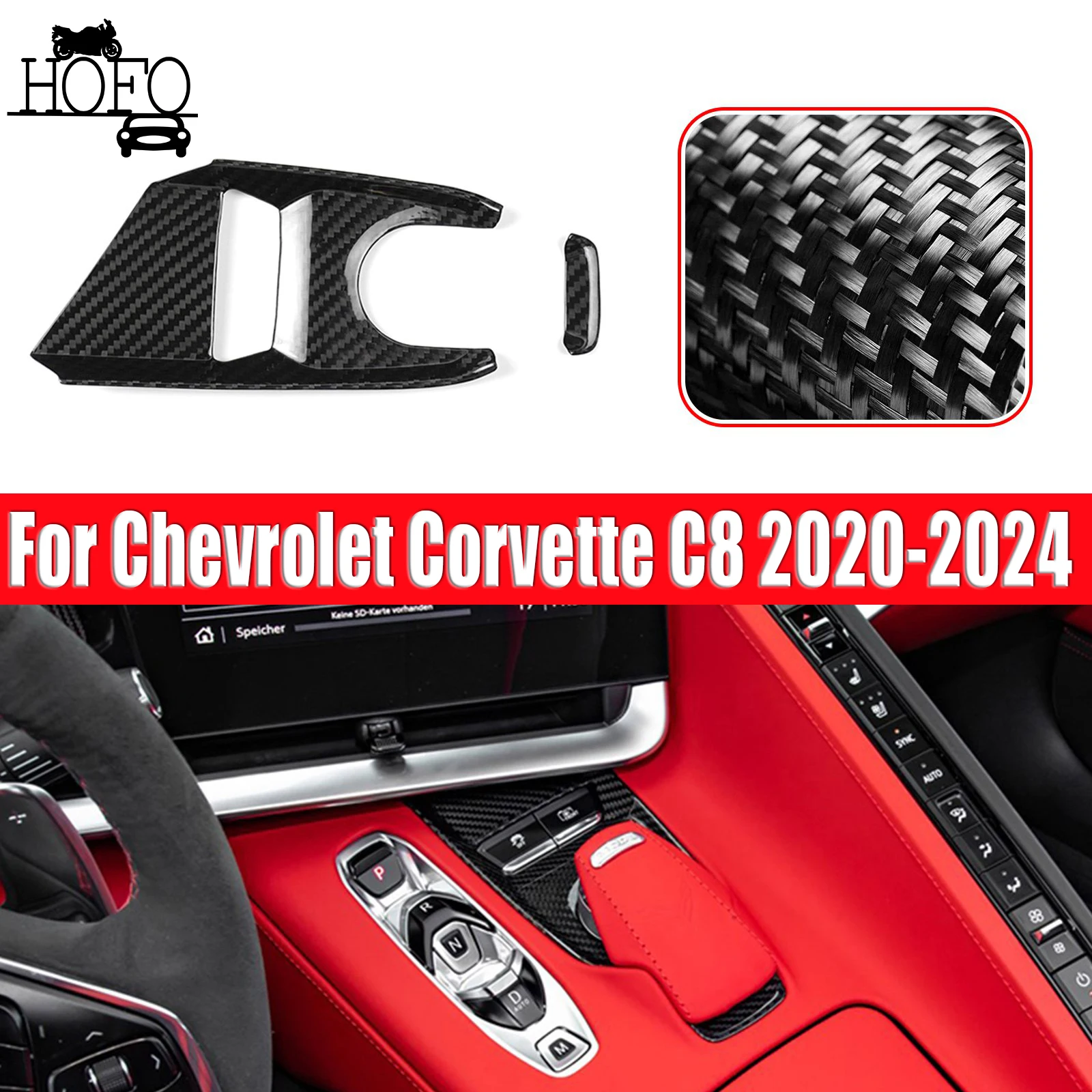 

Carbon Console Mode Gear Knob Base Trim Cover For Corvette C8 2020-2024
