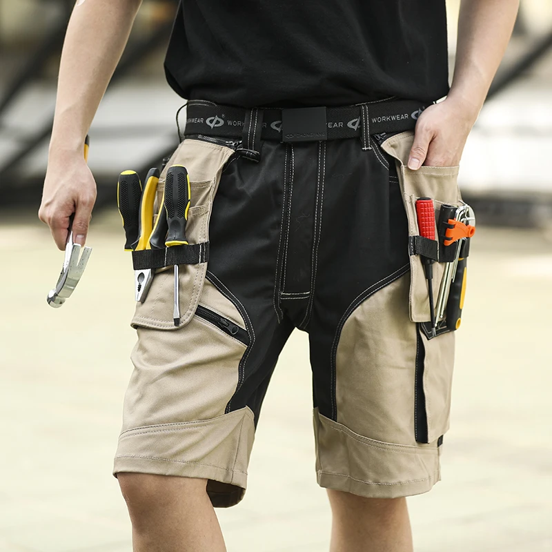 Imagem -03 - Workwear Cáqui Masculino com Bolsos Calças de Trabalho Roupa de Trabalho Verão