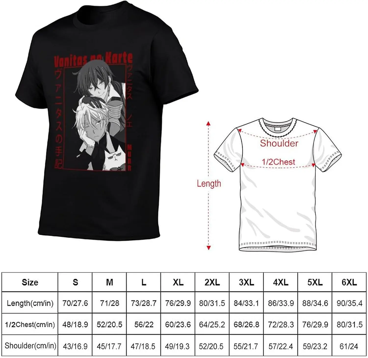 Anime The Case Study of Vanitas T Shirt Men's Summer Print Crew Neck Tee Classic Short Sleeve Shirts