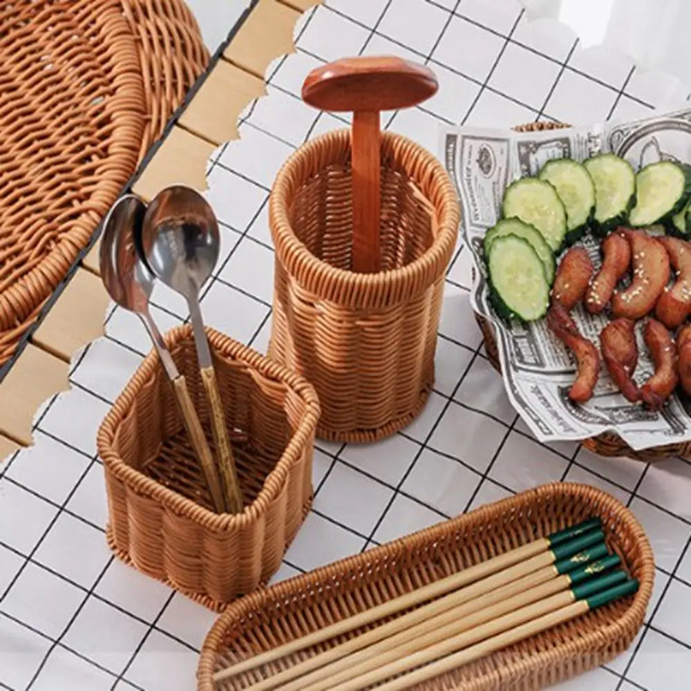 

Твердость плетеных корзин из ротанга, бытовые 7-стили, сливные палочки для еды, вилка, держатель для ложек, ручная работа