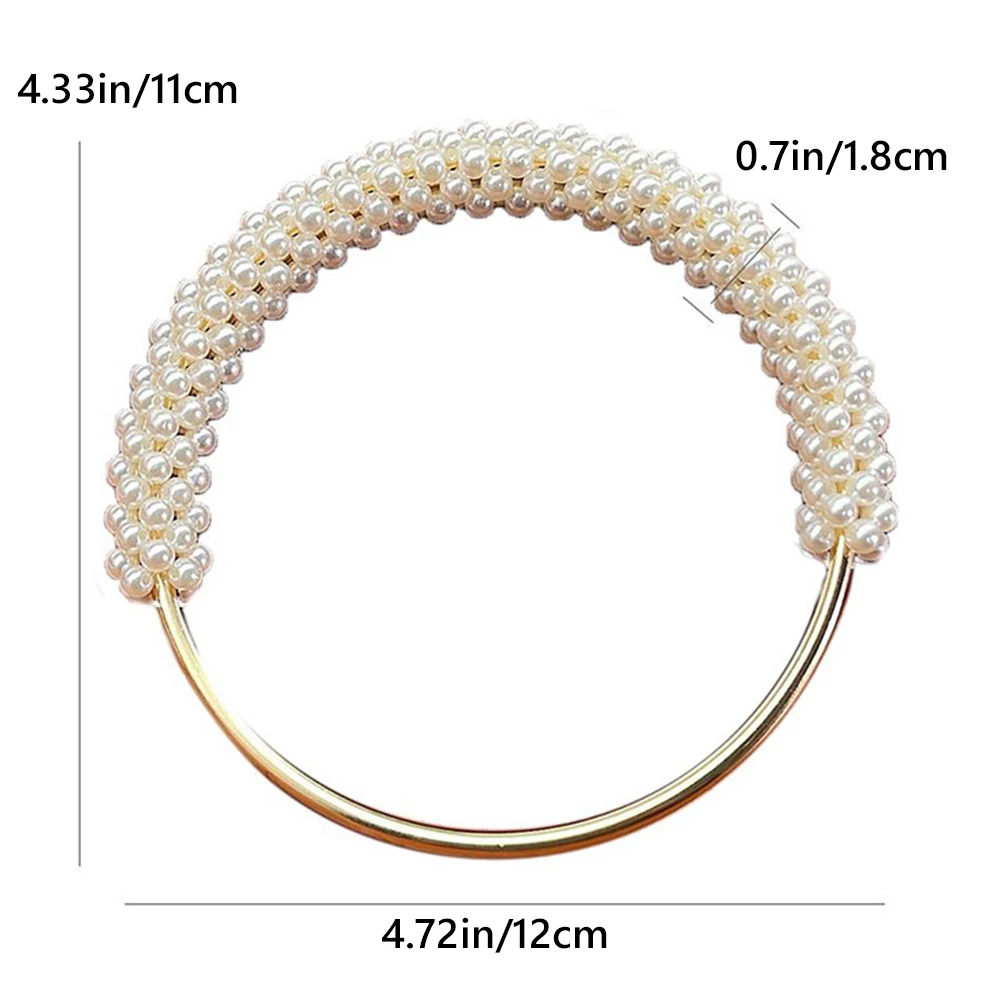 Exquisite Pearl Round Bag Handle Metal Ring Braided Colorful Beads for Women Handbag Purse Frame DIY Handmade Bag Accessories