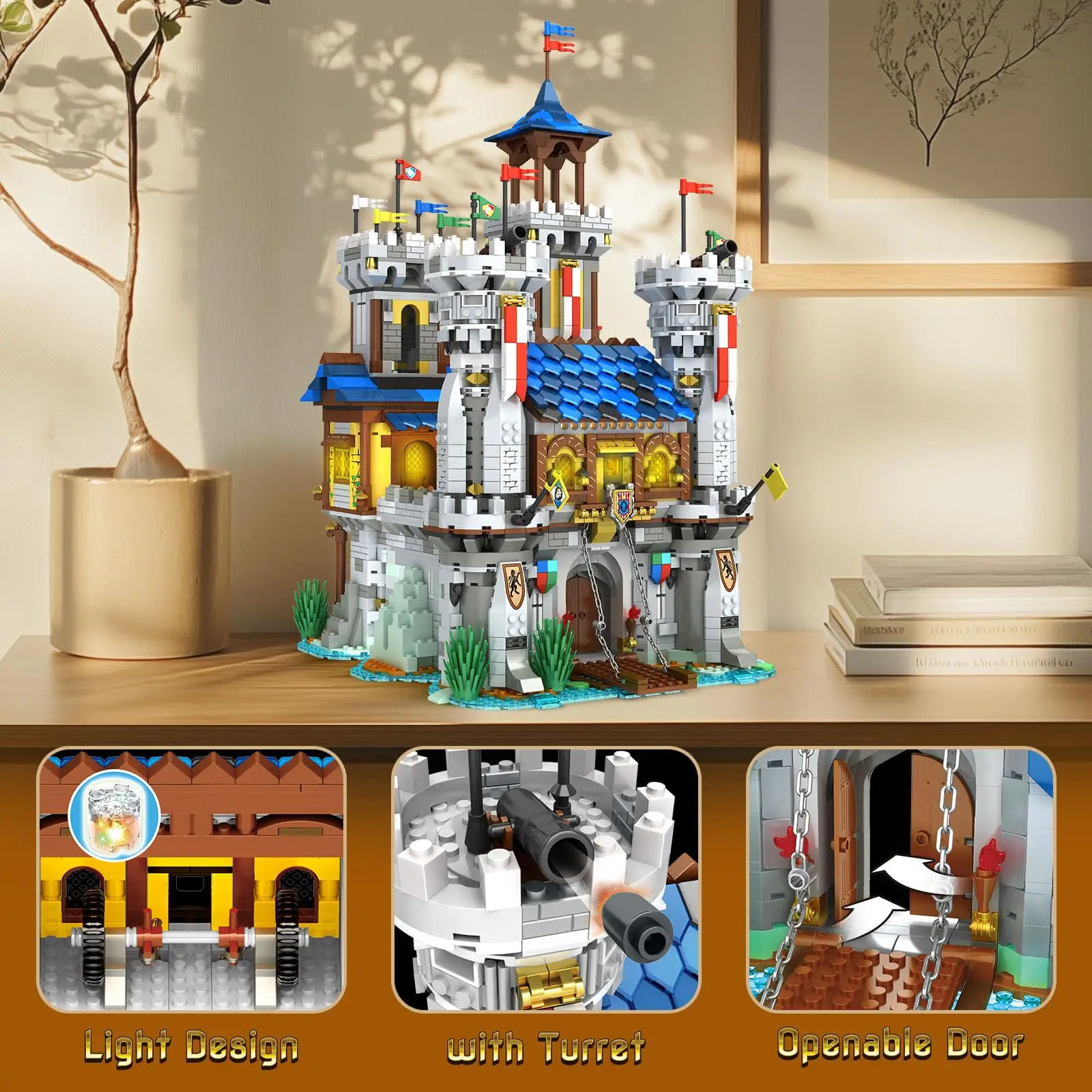 2722PCS Mittelalterliche Burg Gebäude Kits Kreative 3 in 1 Haus Gebäude Modell Erwachsene Sammlung Architektur Set Spielzeug Geschenk für Jungen