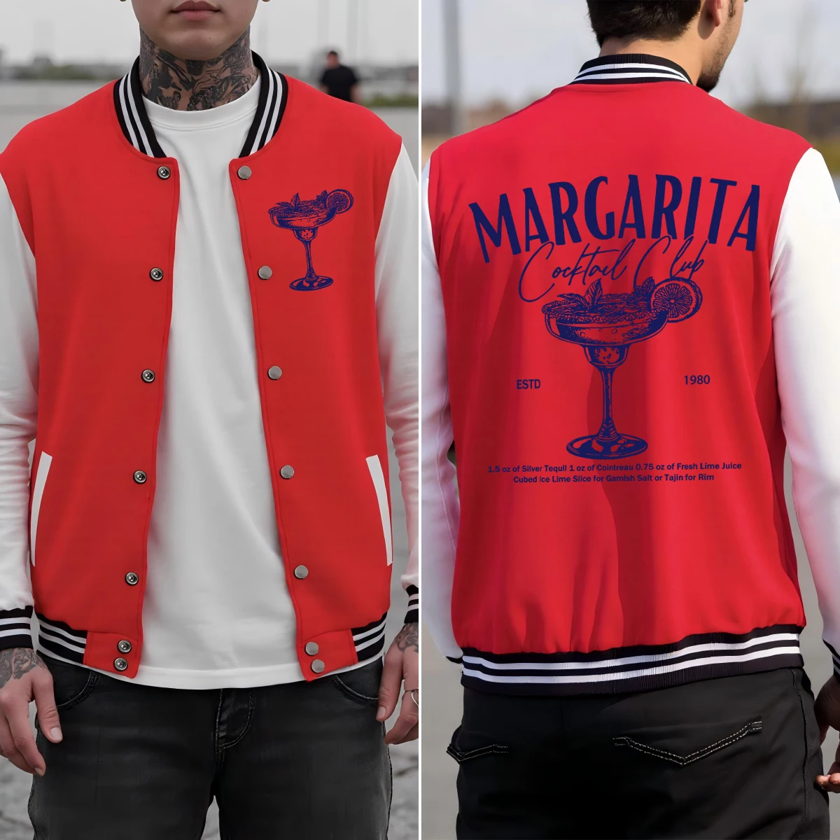 

PerYou Could Give Me A Glass Of Margarita Куртки с узором Мужская уличная одежда в стиле хип-хоп Хлопковая свободная мужская бейсбольная форма