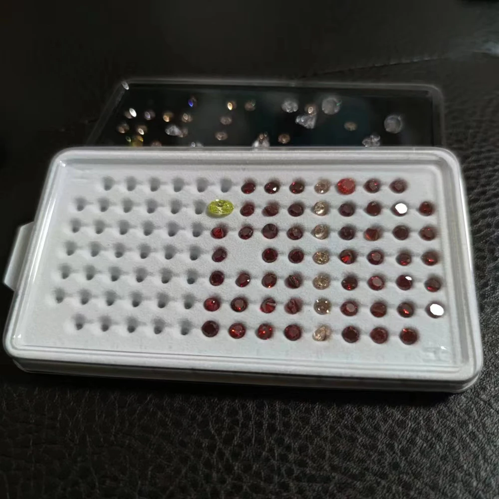 3-6mm Round Diamond Storage Box Loose Gemstone Jewelry Display Case 100 Grids Bare Stone Cover Tray Zircon Gems Packaging Box