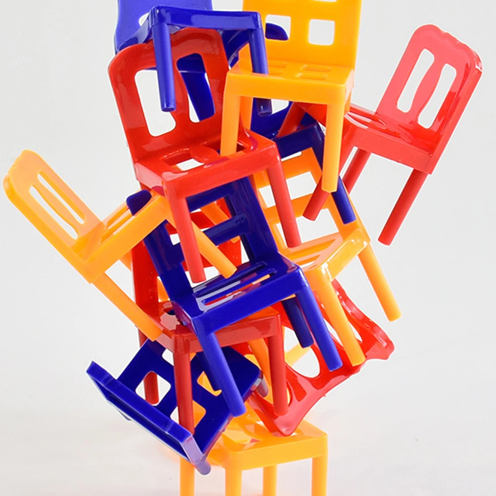 24ピース カラフル スタッキングチェアセット スタッキングチェアゲーム DIY バランスチェア スツール コーディネーション＆バランス キッズ＆大人向け