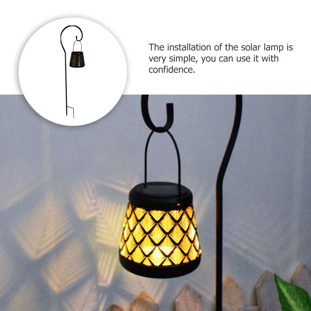 1Pcs Solar Yard Light Creative Iron Art Black Hollow Out Lantern Garden Outdoor Landscape Lighting Solar Energy Decorative Lamp