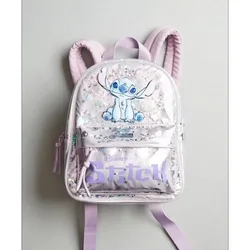 Disney Spring New Children's Backpack Girl Stitch Press Plastic Backpack Cartoon Mickey Mouse High-capacity Light Bag Convenient