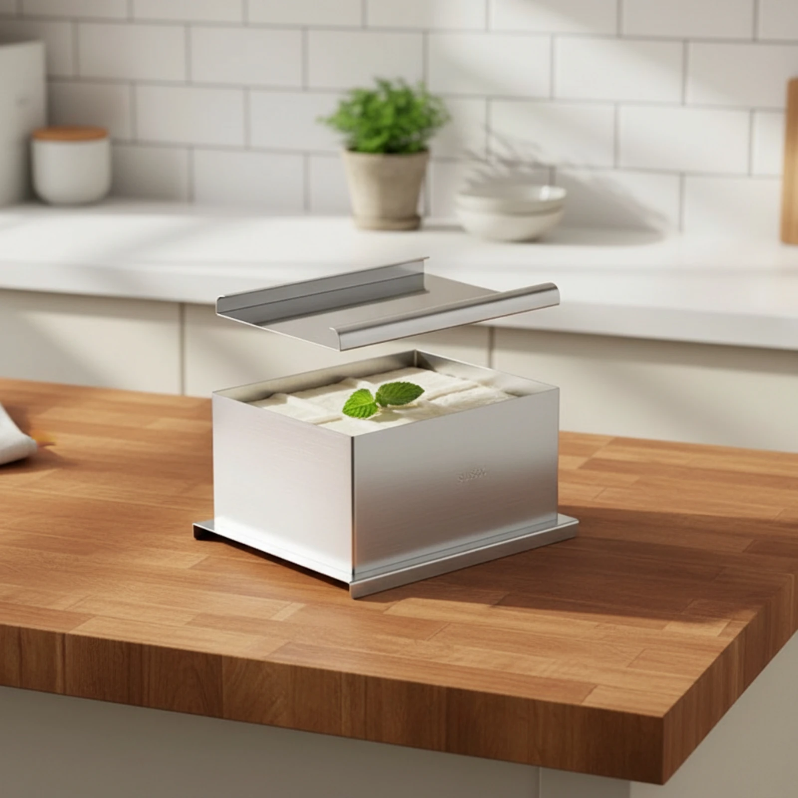 Stainless Steel Tofu Mold Easy Cleaning Tofu Mold with Cloth Press Food-Grade Rust Resistant for Vegans