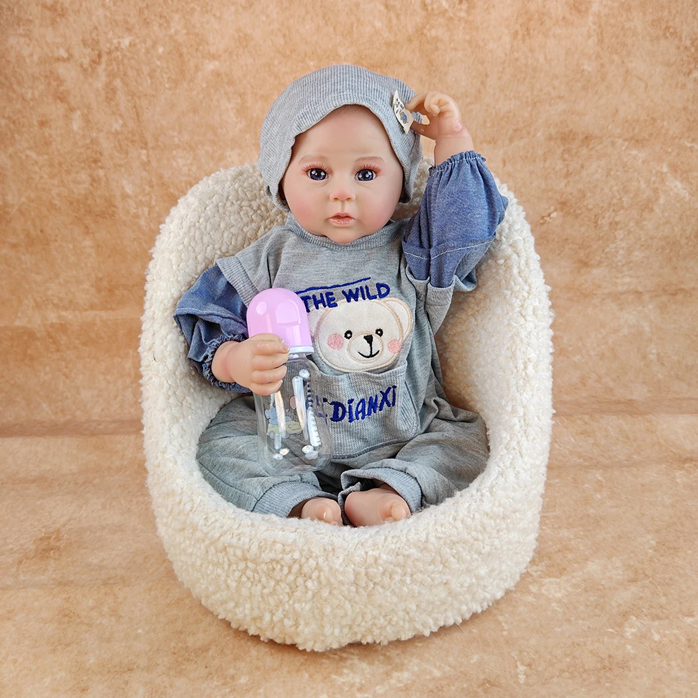 

1 шт., полностью виниловые 46 см, имитация кукол, нарисованные вручную волосы, милая кукла реборн, моющиеся игрушки-компаньоны, рождественский подарок