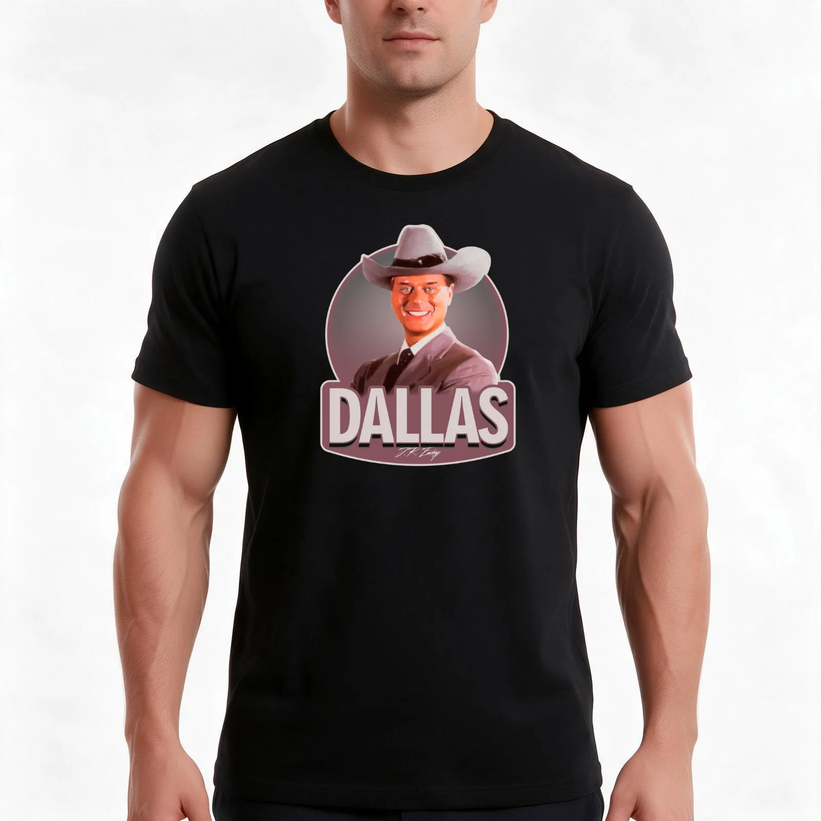 Dallas JR Ewing T-Shirt, Summer Casual Cotton Tee, Oversized Streetwear Tops, Vintage Graphic Print, Loose Fit Short Sleeve