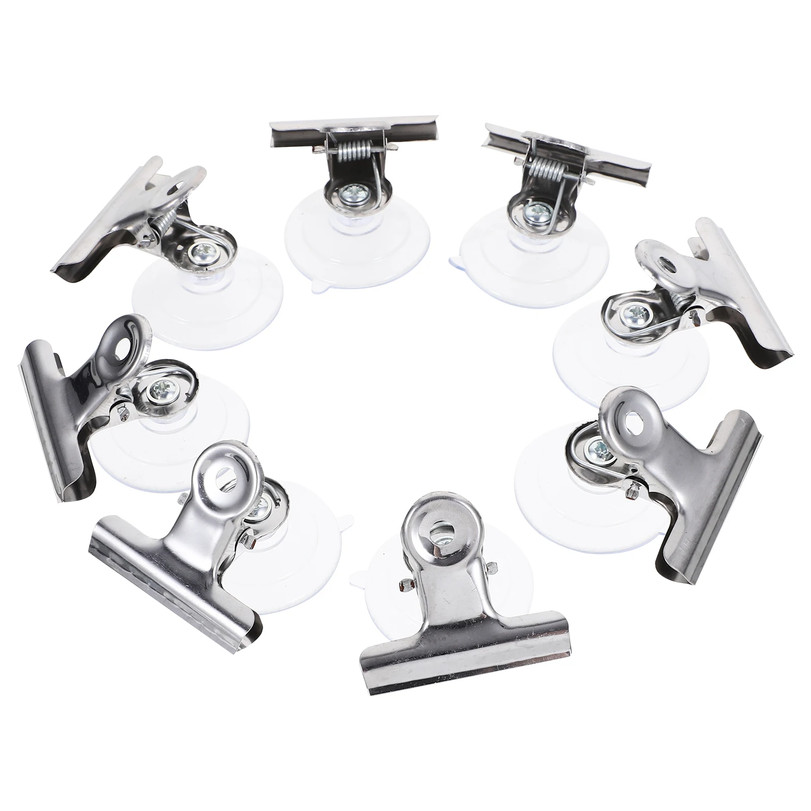 

8 pcs Suction Cup Clips Clear Plastic Heavy Duty Wall Mounts Metal Hinge Car Holder Smooth Surface Tile Glass Easy Install No