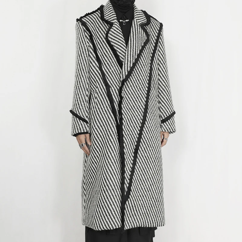 UMI MAO Original Men's Long Woolen Jaket With Korean Weaving Deconstruction, Winter Thickened Woolen Coat Trend  Y2K