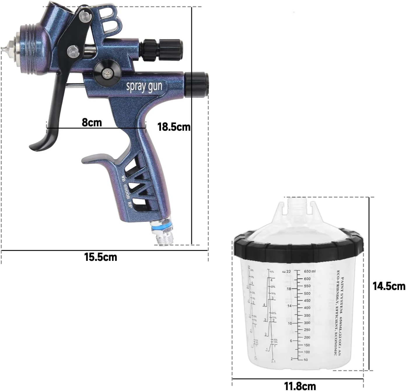 1.3 Basecoat/Clearcoat Automotive Spray Gun 600ML CUP
