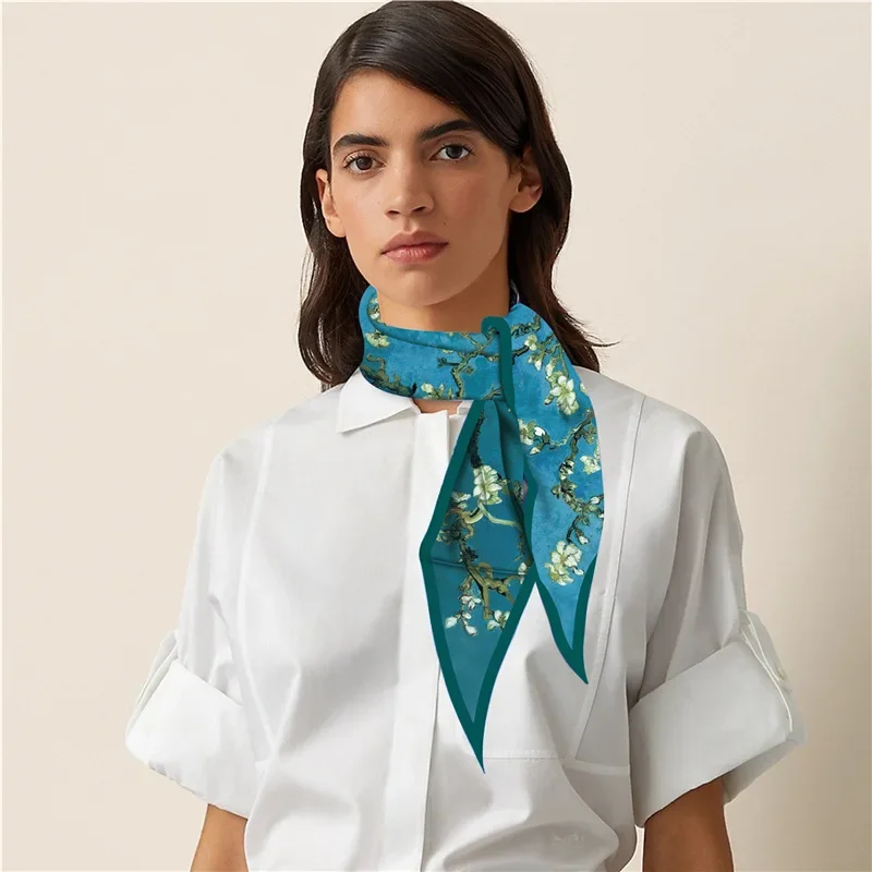 Summer new rhombus ins decorative professional small scarf streamer trend diagonal printing