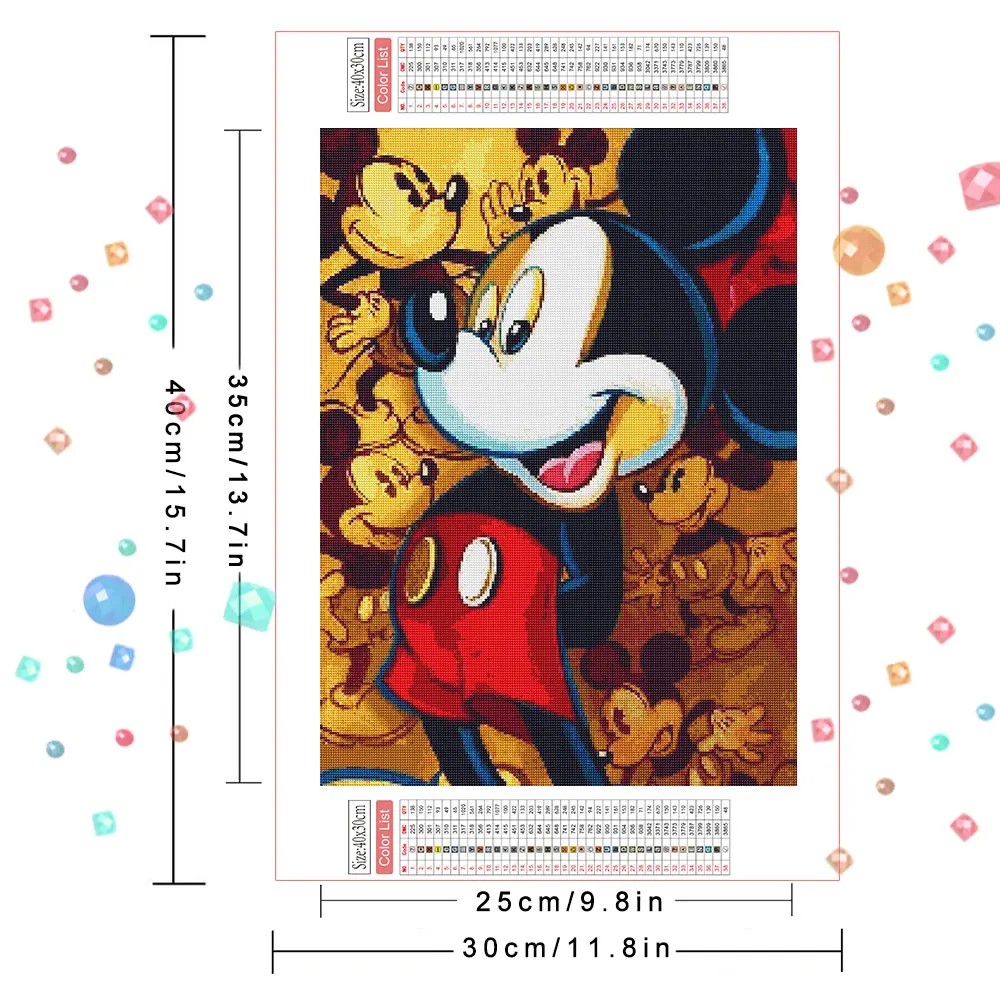 Disney diamentowy obraz myszka Mickey haft krzyżykowy zestaw do szycia ozdobna mozaika ścienna DIY prezent w pełni z okrągłych 30x40cm