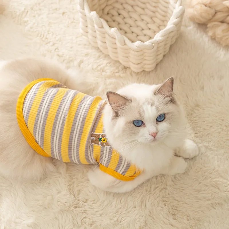 Haustier Hund Weste Welpen Kleidung Sommer Baumwolle Bär Druck T-Shirt Gestreiften Hund Hemd Mädchen Hund Kostüm Chihuahua Koreanischen Stil Kleidung – Detail 14