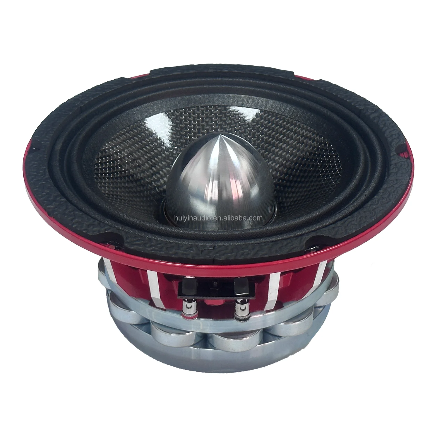 HUIYIN 650-046 Updated Version Mid Range Neo Magnet Cone Car Stereo Speakers Shiny Carbon 6.5 Inch 200watt OEM 200W 4 Ohm 12-24v