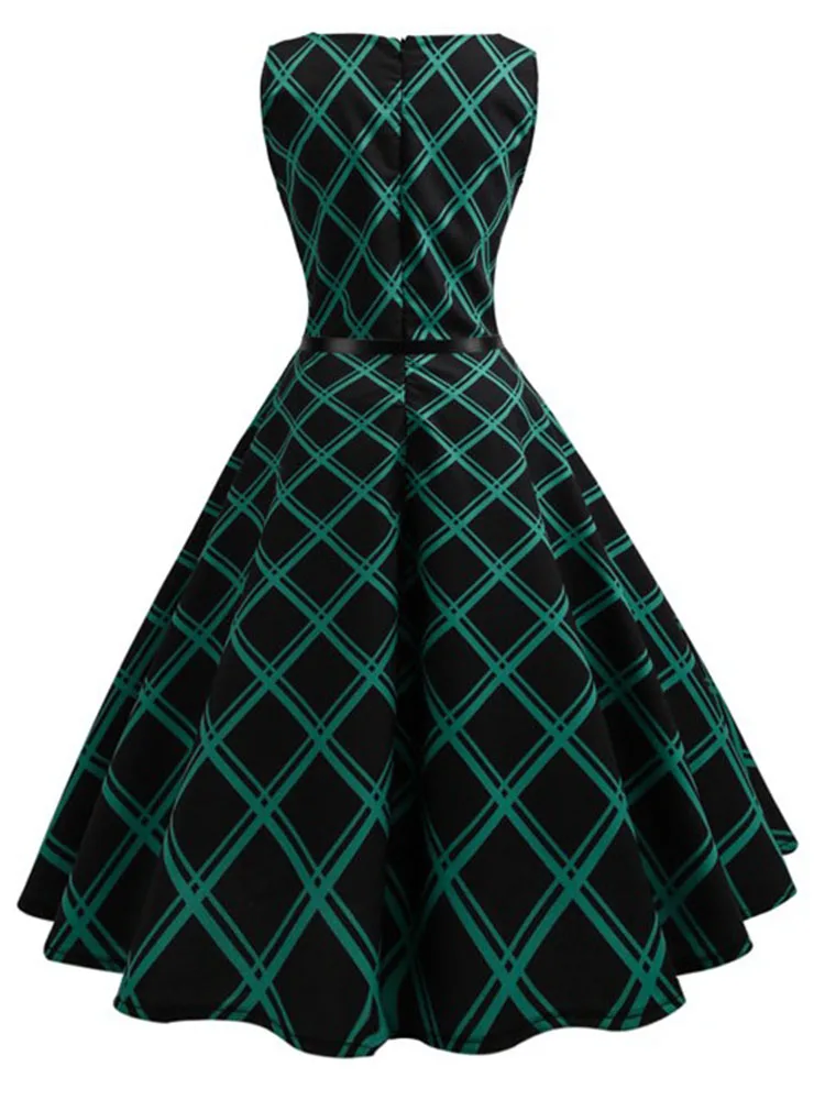Floral Print Women Summer Dress Hepburn 50s 60s Retro Swing Vintage Dress A-Line Party Dresses With Belt jurken