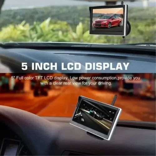 Wireless Backup Camera System 5\' Monitor Rear View Cam RV Van Car Trailer 12V