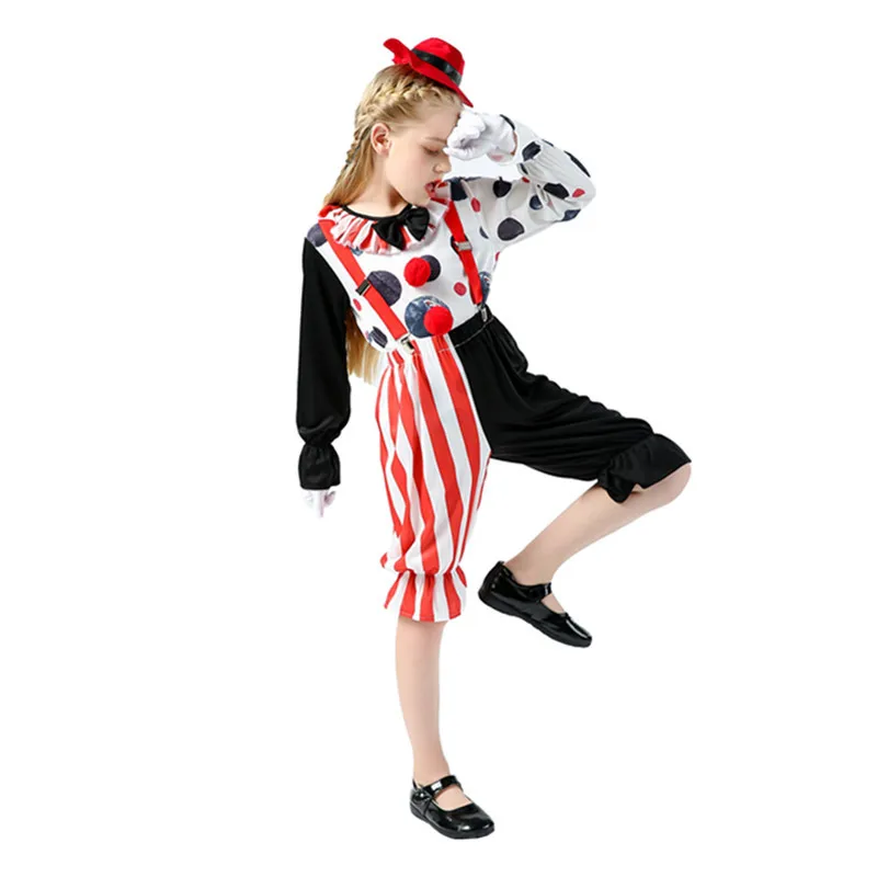 Kids Movie Clown Costume For Boy Girl Funny Cosplay Performance Suit Circus Magician Uniform Carnival Halloween Party Costumes