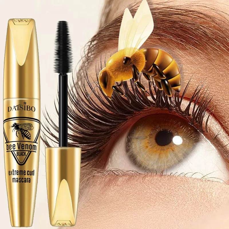 5D Waterproof Mascara Lengthens Eyelashes Extension Black Silk Fiber Mascara Female Makeup Cosmetic Bee Venom Curled Masc