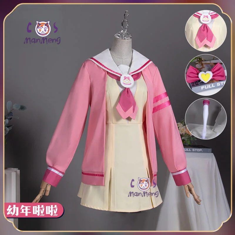 Anime Prison Cosplay Manaka Laala Costume Pink Youth Cute Academy Short Skirt Accessories Set Halloween Party girl Uniform