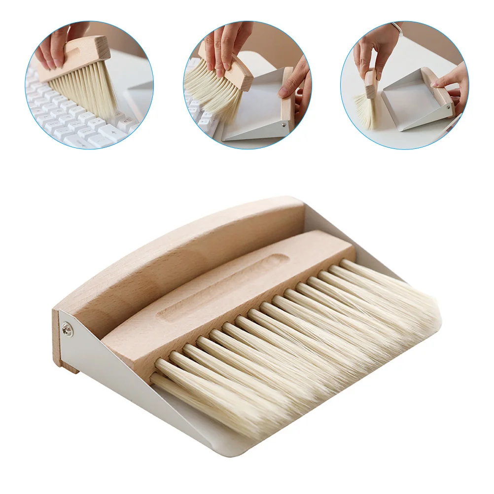 Window Cleaner Mini Automotive Brush Set Wood Small Metal Pan Natural Table Handy Brush Sweeping Home Kitchen Paint Brushes For