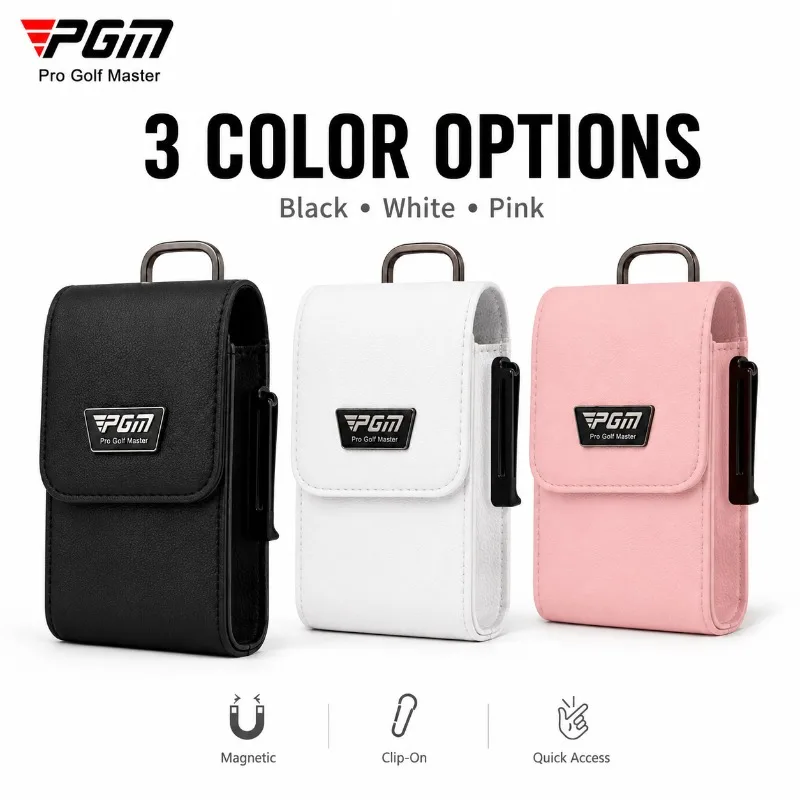 PGM Golf Rangefinder Case Magnetic Clip On PU Leather Waist Pouch Lightweight Quick Access Belt Bag Unisex